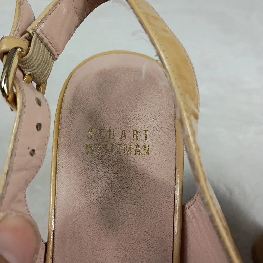Stuart Weitzman Wedge Sandals Womens 8 Tan   Espadrille Slingback Cottage Core - Picture 4 of 7